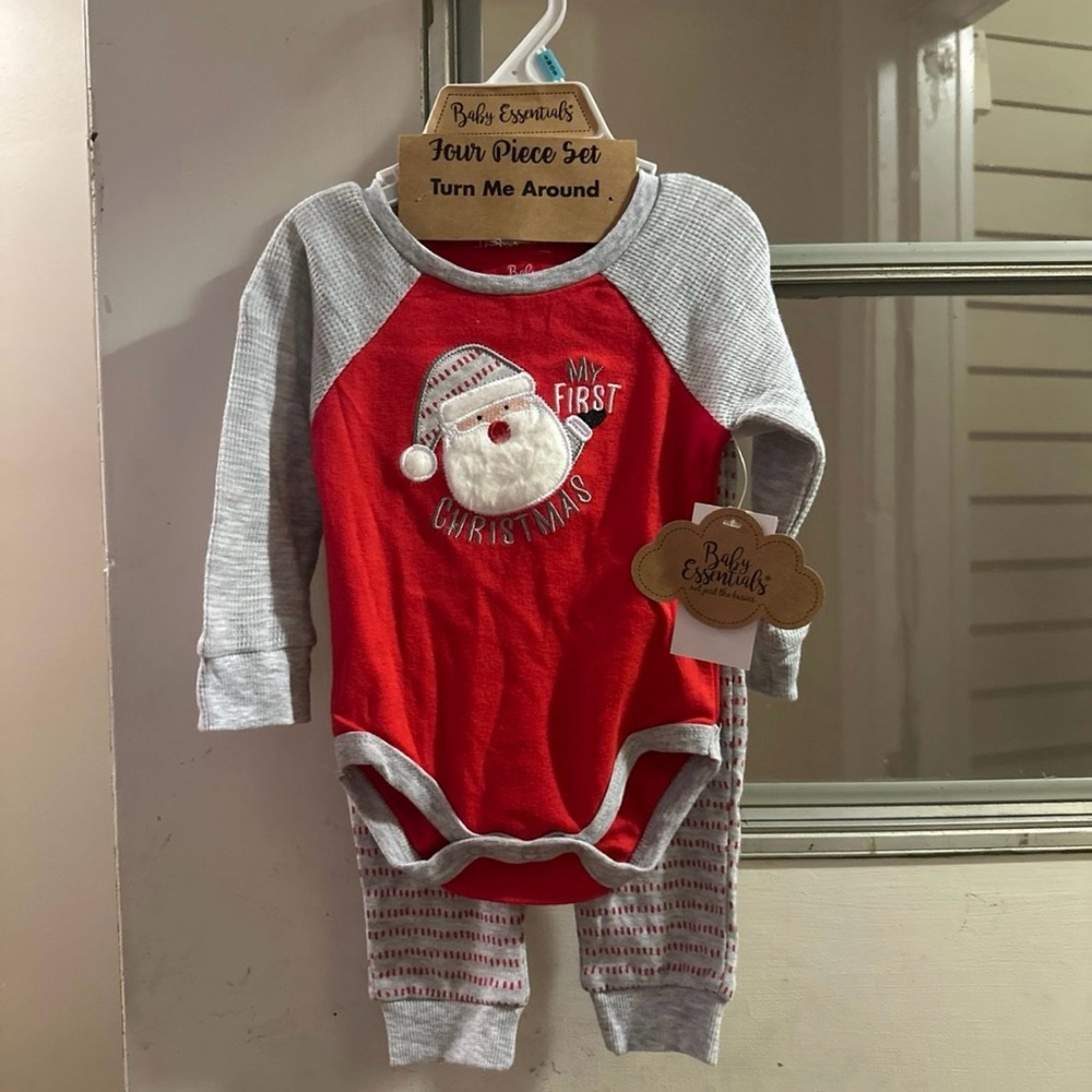 NWT Baby Essentials 4-piece Christmas Outfit Sz. 6 months